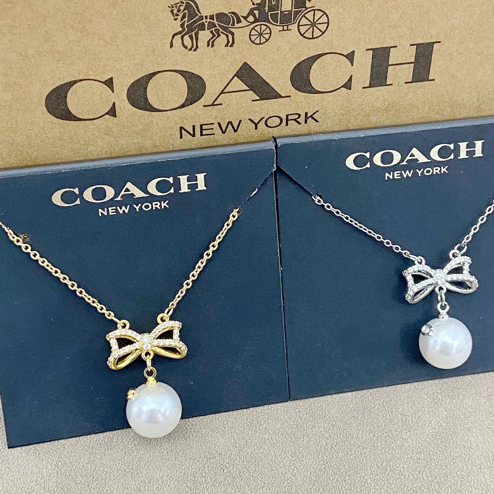Coach Huabi Copper Base Gold Plated Faux Pearl Bow Set